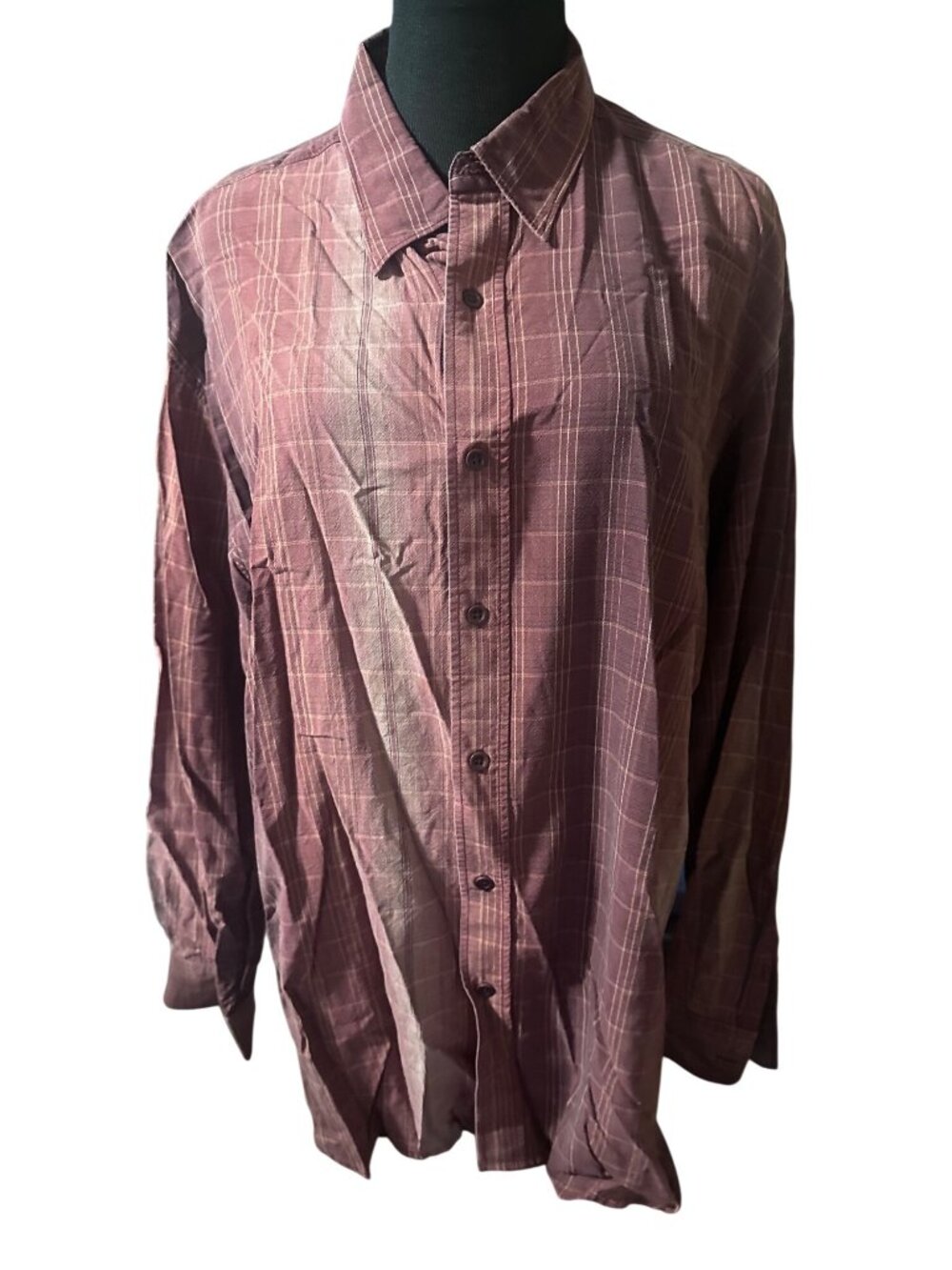 Tommy Bahama 100% silk brown button up check shirt size XL